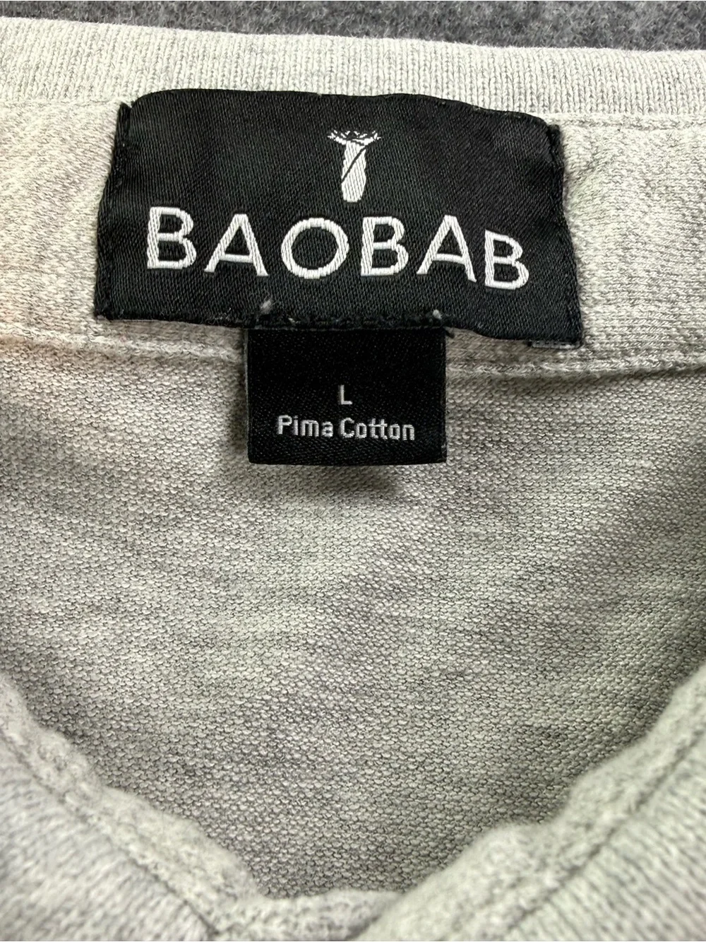 Baobab Pima Cotton Gray Polo Shirt Men’s Large Soft Luxury Casual‎